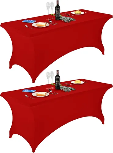 Vista 175 de FORLIFE - Funda de mesa de elastano, mantel ajustado de 4 pies para mesas rectangulares, funda elástica para patio, universal para bodas, banquetes