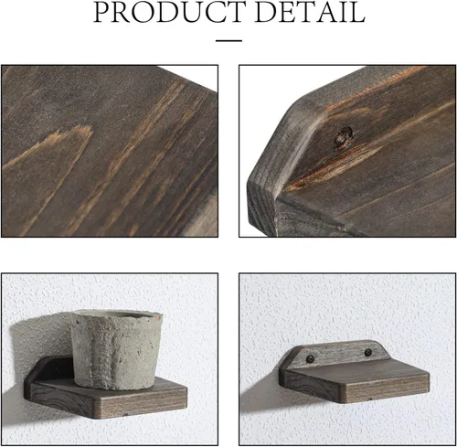 Vista 2 de Freezing point Pequeños estantes flotantes para pared, juego de 2 estantes pequeños de madera natural de 5 pulgadas, decoración de plantas