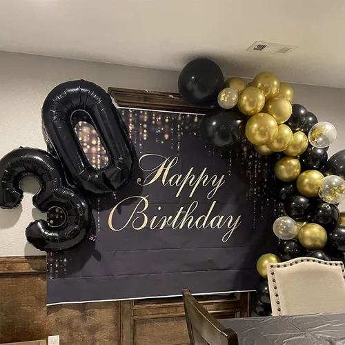 Vista 5 de Globo negro del número 0 para niñas y niños, 40 pulgadas, grande, número 0-9, de papel de aluminio, de Mylar para helio, juego de globos digitales