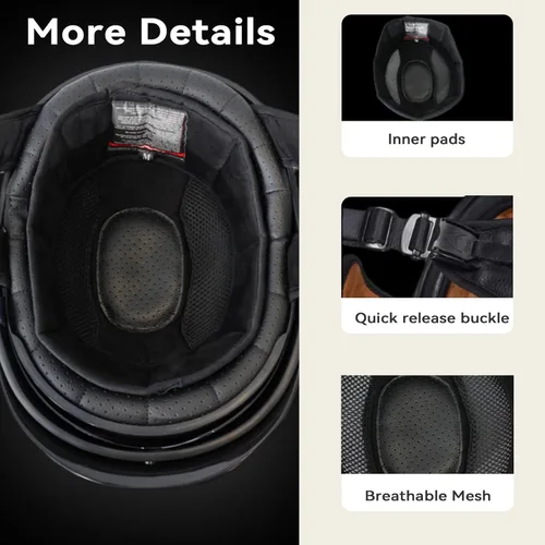 Vista 9 de VCOROS - Cascos de cara abierta de fibra de carbono estilo retro para motocicleta, cascos de media cara para hombres y mujeres, para moto, crucero