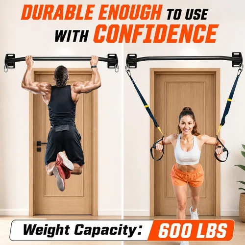 Vista 2 de Pull Up Bar Wall Mounted-Heavy Duty Joist Mounted Pull Up Bar-Premium Strength Training Pull-Up Bars-Fast and Easy Installation for Home and Garage