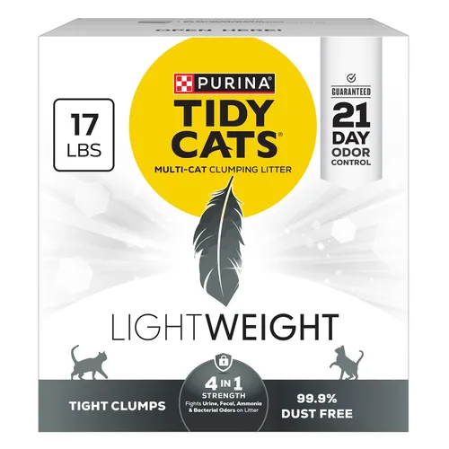 Vista 16 de Purina Tidy Cats Arena para gatos liviana, bajo polvo, aglomerante, LightWeight Glade Clean Blossoms arena para múltiples gatos - envase de 6 lb