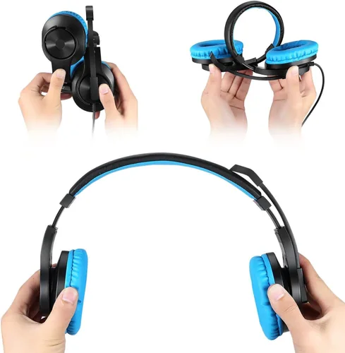Vista 4 de Kids Adults Over-Ear Gaming Headphone for Xbox One, Nintendo Switch, Bass Surrounding Stereo, PS4 with Microphone and Volume Control for Laptop, PC