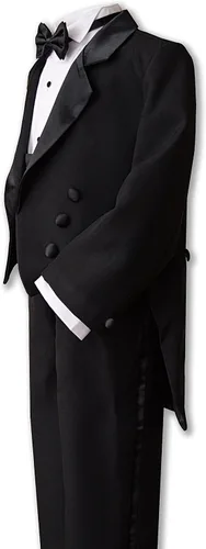 Vista 2 de Gino Giovanni Conjunto de traje de esmoquin formal negro con cola para niño