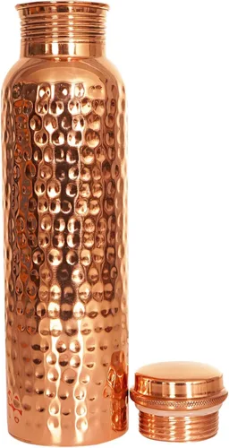 Vista 11 de Botella de agua de cobre de 34 onzas, botella de agua grande de cobre para beber, recipiente multicolor ayurvédico 100% puro para botella de tapa a