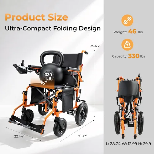 Vista 2 de YF001S Zygenair Silla de ruedas eléctrica de capacidad de 330 libras para adultos, 15 millas de alcance, silla de ruedas eléctrica ligera