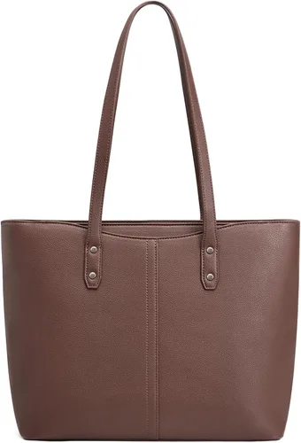 Vista 9 de S-ZONE Bolsa de mano para mujer, bolsos de trabajo, bolsos de mano, correa Café