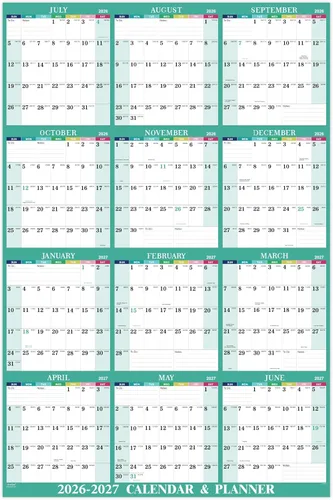 Vista 15 de 2026-2027 Yearly Wall Calendar - Calendar 2026-2027, July 2026 - June 2027