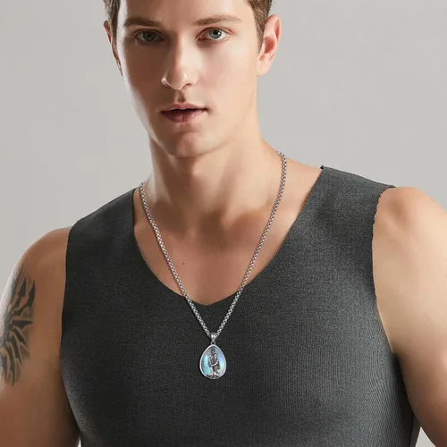 Vista 23 de Vito Collar de plata de ley 925 para mujeres y hombres, San Benito, crucifijo, Caravaca, San Cristóbal, San Judas, medalla patronal, amuleto