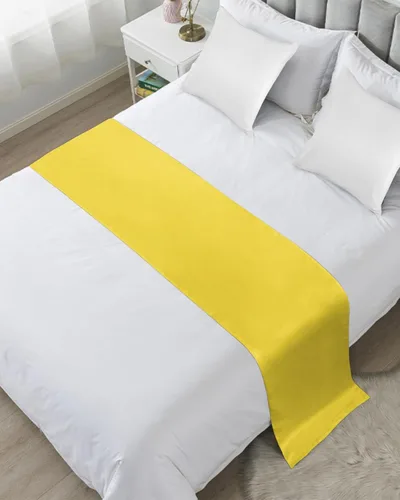 Vista 2 de Minimalis - Bufanda amarilla para cama individual, manta de lujo para cama individual, matrimonial, Queen, King, para dormitorio, hotel, boda