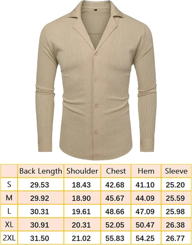 Vista 5 de AstoSeu Camisas de pana para hombre, de manga larga, ligeras, con botones