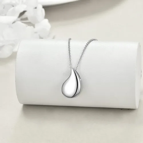 Vista 5 de Collar de Urna en Forma de Lágrima y Reloj de Arena para Cenizas para Mujeres Plata Esterlina Joyería de Cremación Recuerdo Conmemorativo Colgante