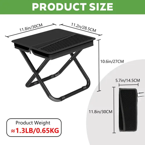 Vista 2 de Taburete de camping plegable 2 en 1 y bolsa de cabestrillo, capacidad de carga de 220 libras, taburete de pesca portátil plegable, taburete plegable