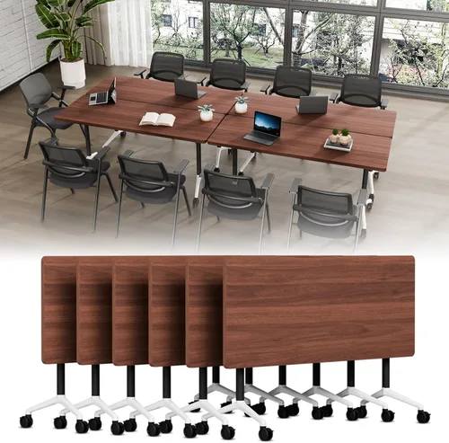 Vista 59 de Folding Conference Table with Wheels, Modular Foldable Conference Room Training Tables for Training Rooms, Flip Top Mobile Rolling Meeting Seminar