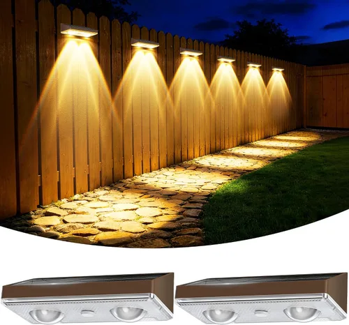 Vista 21 de Luces solares para valla al aire libre, paquete de 6 luces de valla Negro