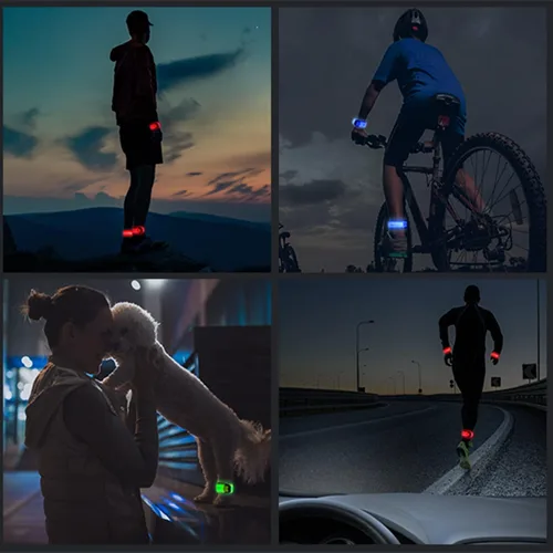 Vista 7 de Simket Brazalete LED Recargable para Correr (Paquete de 2), Luces para Correr para Corredores, Luces para Correr, Equipo Reflectante de Alta