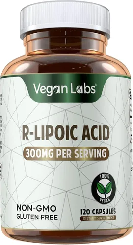 Vista 2 de Vegan Labs Ácido R-lipoico de 300 MG, 120 cápsulas veganas, apoya la energía celular y la protección antioxidante, sin gluten, sin OMG, suplemento