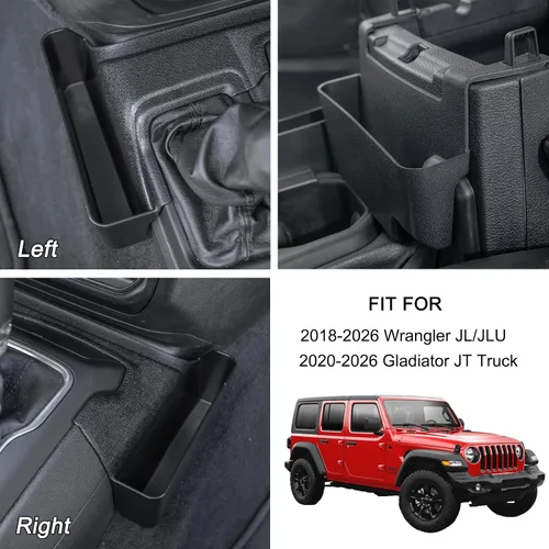 Vista 4 de PIMCAR 3 accesorios interiores compatibles con Jeep Wrangler JL/JLU 2018-2026 y Gladiator JT Truck 2020-2026, incluyendo organizador de consola
