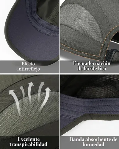 Vista 6 de GADIEMKENSD Sombrero de correr al aire libre malla transpirable 2PACK Verde militar
