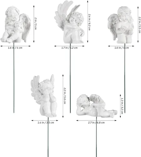 Vista 5 de Kisangel Adornos de alas de ángel, escultura de jardín de resina, 2.8 pulgadas, estatua decorativa de ala de ángel para decoración de patio al aire