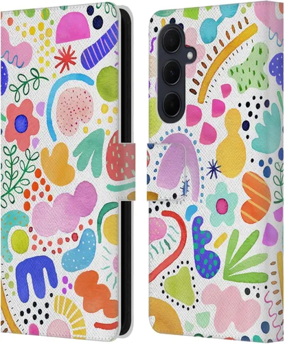 Vista 208 de Head Case Designs Officially Licensed Ninola Brushstrokes Black Summer Patterns Leather Wallet Case Compatible with Samsung Galaxy A07 4G