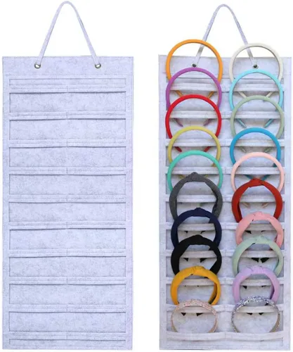 Vista 9 de SMUK Organizador de diadema colgante para niñas, soporte para diadema de pared para mujeres, organizador de accesorios para el cabello en la pared