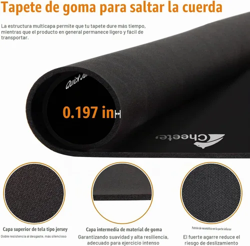 Vista 4 de 48"x36" (5mm) Jump Rope Mat, Workout Mats for Home Gym Flooring