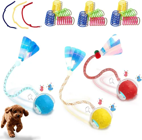 Vista 16 de Pelota de juguetes interactivos para gatos y perros de interior, juguete automático para gatos con evitación inteligente de obstáculos, chirridos