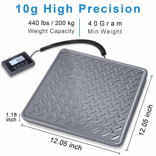 Vista 2 de THINKSCALE - Báscula de envío, báscula postal digital resistente de 440 lb x 1 oz Alloy Steel Platform with Hold, Tare & Backlit LCD, Package &