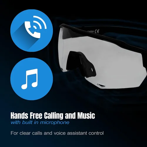 Vista 3 de Global Vision Jam 1 Black Cycling Glasses Wireless Bluetooth Safety Glasses ANSI Z87.1 Hands-Free Calls & Music W/Hard Case
