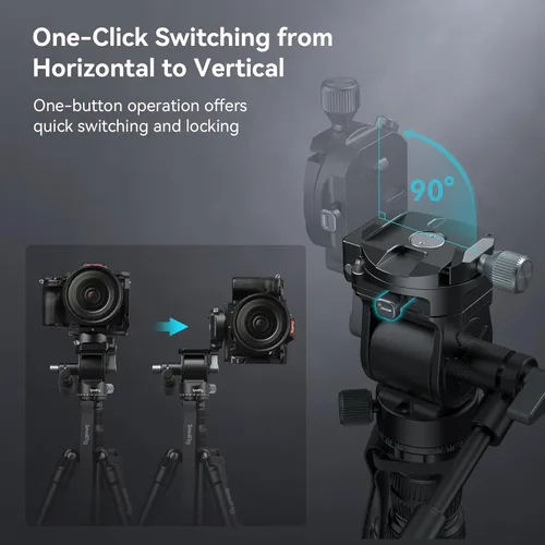 Vista 2 de SmallRig CT195 Kit de trípode de video, trípode de cámara de 73 pulgadas con cabezal fluido de inclinación panorámica para disparo