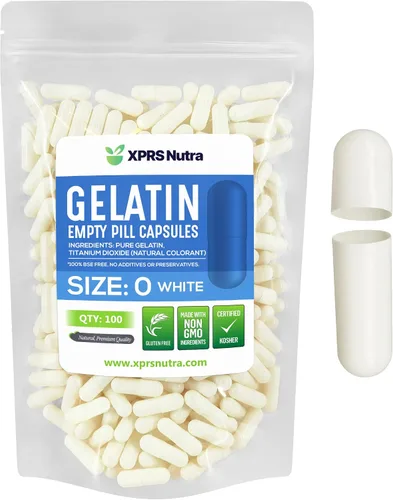 Vista 9 de XPRS Nutra Size 0 Empty Capsules - 500 Count Empty Gelatin Capsules - Pills for DIY Capsule Filling - Pure Bovine Pill Gel Caps for Do-It-Yourself