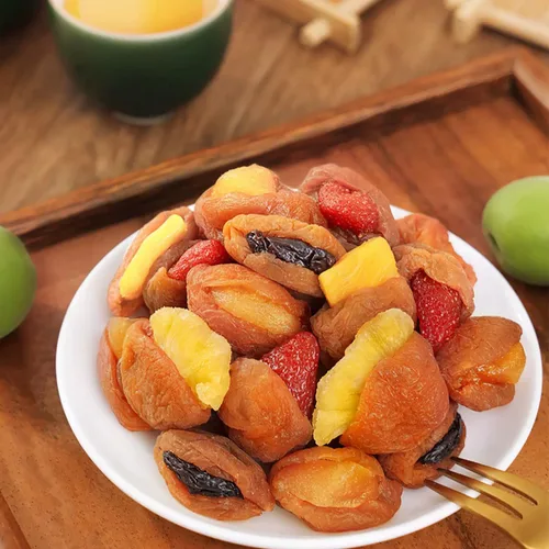 Vista 2 de Bocaditos de frutas secas mixtas con ciruela – 5 sabores surtidos: uva, mango, fresa, melocotón y piña, aperitivo masticable suave, 7 oz