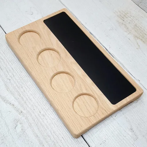 Vista 5 de Bandeja de muestreo personalizada de paleta de vuelo de cerveza con pizarra de tiza para escribir en superficie de borrado en seco. Puede contener