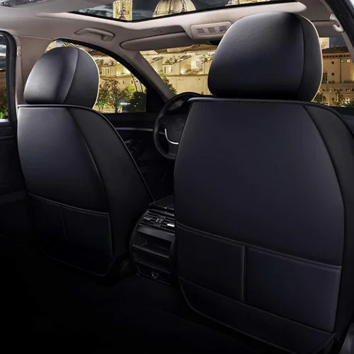 Vista 3 de Fundas de asiento delantero y trasero para F150 de cuero impermeable, juego completo de fundas de cojín para vehículos automotrices para Ford F150