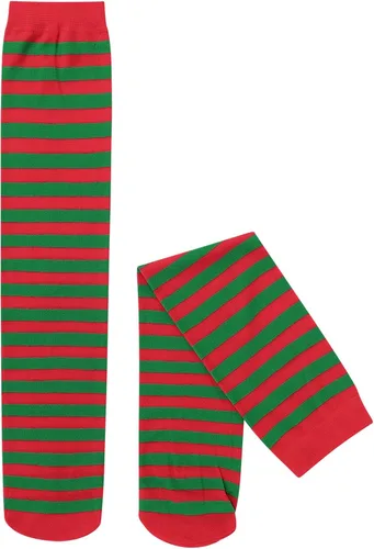 Vista 5 de IMEKIS Disfraz de elfo de Papá Noel para niñas, vestido de Halloween con sombrero de elfo, cosplay, Navidad, vacaciones, medias para niños, 3-13T