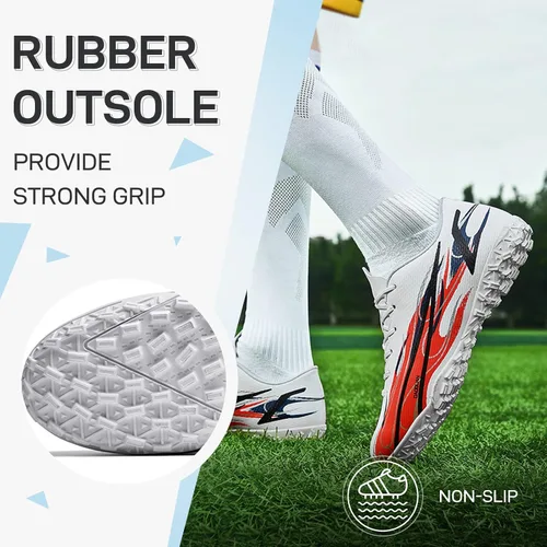 Vista 4 de Zapatos de fútbol para hombre, botines de fútbol atléticos, de alta calidad, transpirables, antideslizantes, para exteriores, para entrenamiento