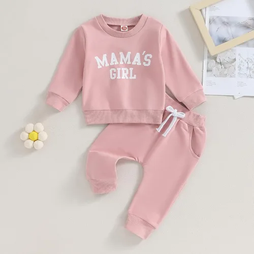 Vista 2 de Daddys Girl Toddler Infant Baby Girl Clothes Set Long Sleeve Sweatshirt Joggers Pants Outfit Fall Winter Outfits