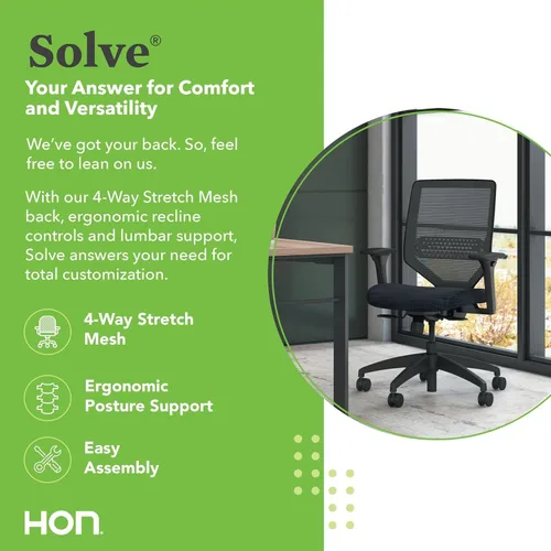 Vista 6 de HON Solve Silla ergonómica de oficina, soporte lumbar, silla de escritorio Silla ergonómica de escritorio de oficina con soporte lumbar, brazos