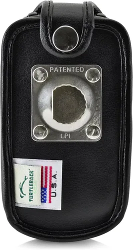 Vista 5 de Turtleback Funda ajustada para DuraXV LTE Verizon Flip Phone de cuero negro con trinquete resistente, funda de metal extraíble con clip