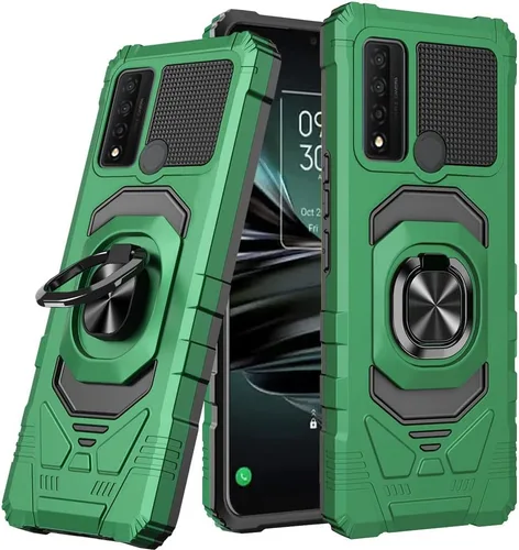 Vista 5 de Compatible con Alcatel TCL 20 XE con protector de pantalla de vidrio templado [soporte magnético de soporte de anillo de montaje en automóvil] Funda