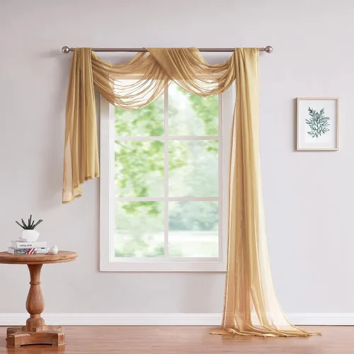 Vista 13 de LinenZone increíbles cizallas Use Window Valance Scarves as Canopy Bed or Backdrop Curtains, Curtain Scarf, Wedding Draping or Sheer Fabric for