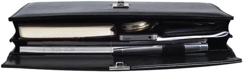 Vista 3 de A4 Cuero Contraseña Bloqueo de Documentos Bolsa Administrador Carpeta de Archivos para Escritura de Oficina Papel Legal TPN086 (negro)