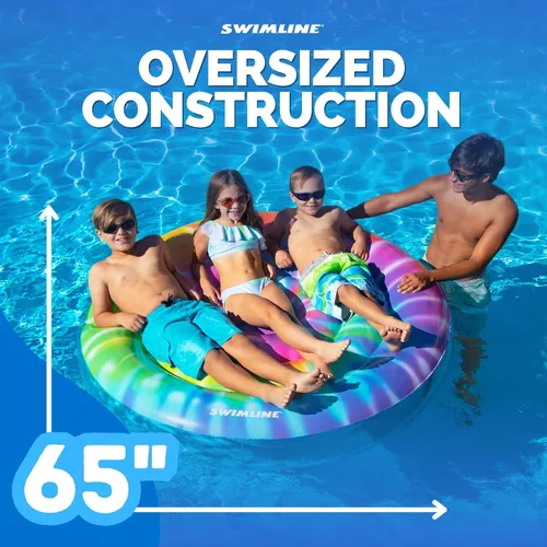 Vista 6 de SWIMLINE Flotador de piscina original Tie Dye (espiral), tumbona de vinilo duradero para adultos y adolescentes, divertido flotador de piscina
