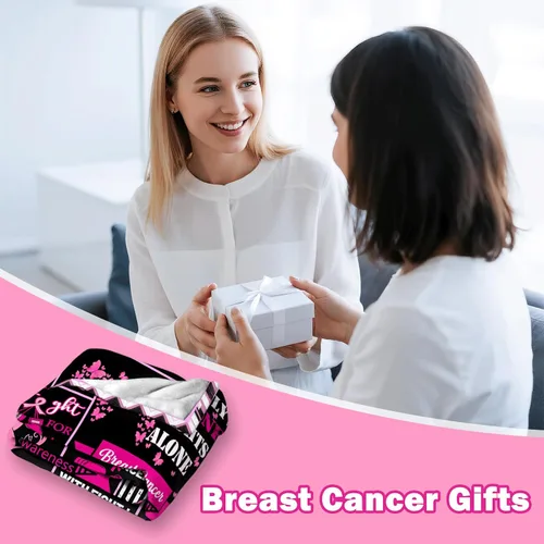 Vista 2 de Manta de cáncer de mama para mujer, regalos para sobrevivientes de cáncer de mama para mujeres, regalos inspiradores para mujer, manta de regalo
