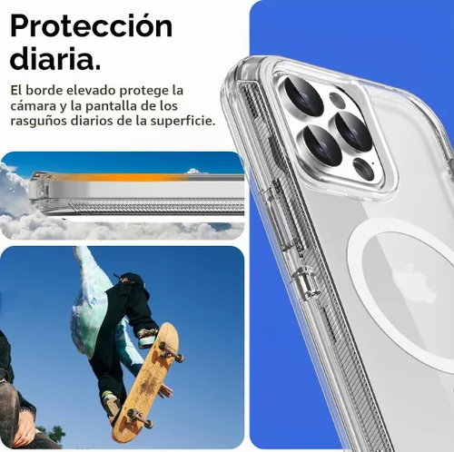 Vista 6 de AICase Funda transparente para iPhone 15 Pro Max, compatible con MagSafe 3 en 1, resistente protección contra caídas, cuerpo completo, a prueba