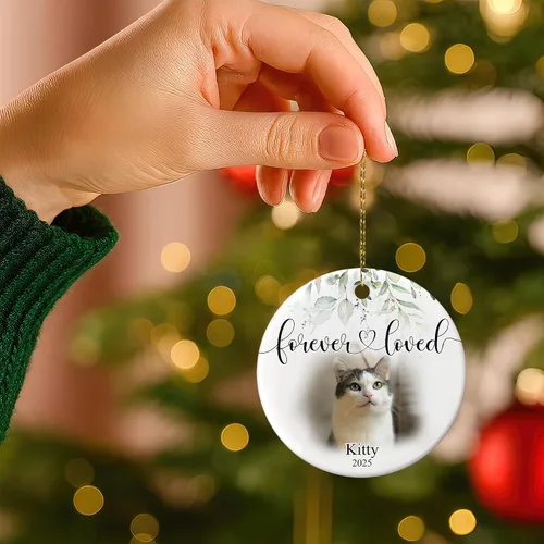 Vista 6 de HYTURTLE Regalos conmemorativos personalizados para mascotas, recuerdo de gato, imagen personalizada de fotos de mascotas, adornos de Navidad