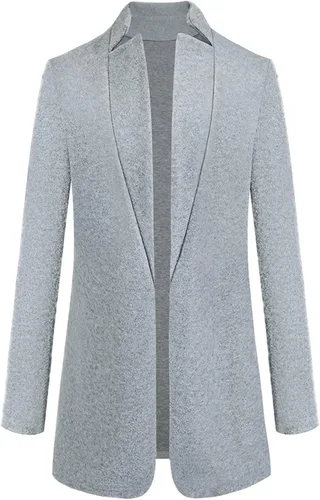Vista 3 de SHAOBGE Traje superior de invierno sólido abrigo largo peludo cárdigan largo manga corta abierto mujeres mujeres chaquetas ligeras