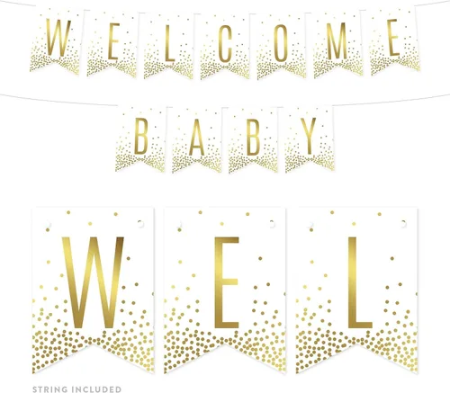 Vista 7 de Andaz Press Decoraciones divertidas de pancarta con diseño de confeti dorado metálico sobre blanco para fiestas de jubilación, la aventura comienza
