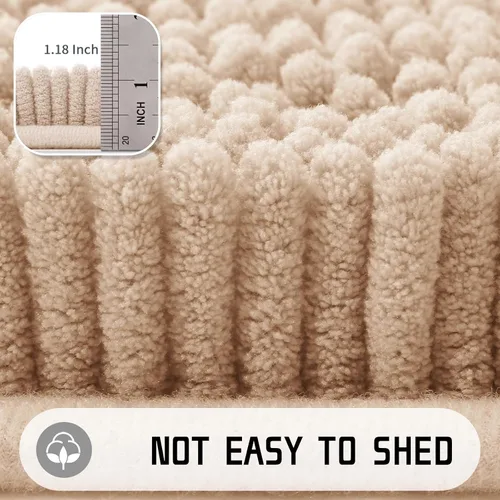 Vista 7 de Yimobra Tapetes de baño lavables, de chenilla súper suave y absorbente, para suelo y alfombra, de secado rápido, antideslizante, para bañera y Beige
